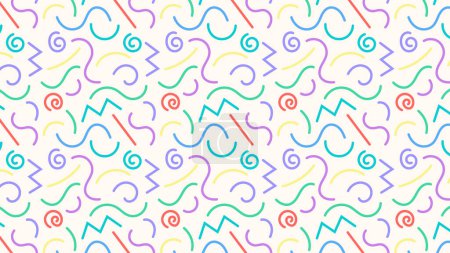 colorfull line doodle seamless pattern childish, cright background, textile pattern