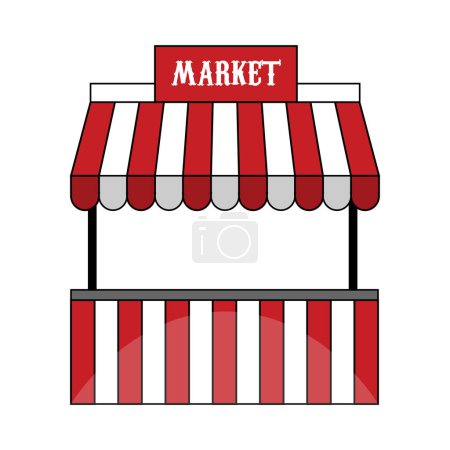Ilustración de Mercado local rojo y blanco vector de color plano simple - Imagen libre de derechos