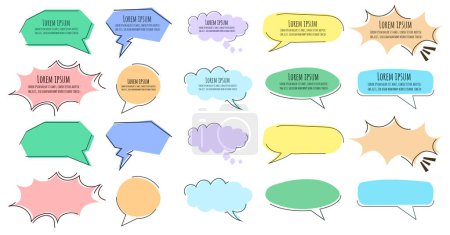 cute bubble chat hand drawn doodle for quotation box text saying and comment