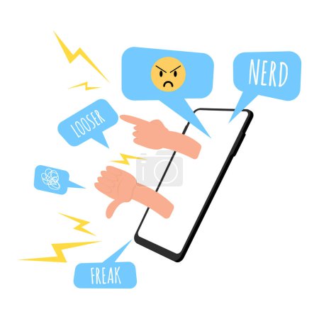 cyber bullying illustration with smartphone