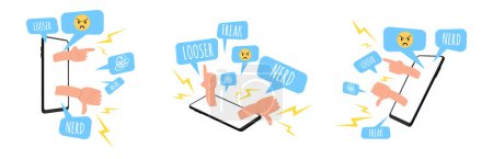cyber bullying illustration with smartphone