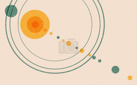 Riso poster with circles, geometric background, textued