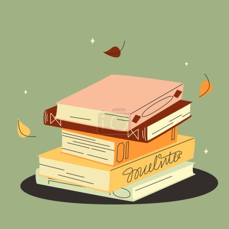 Ilustración de Día Mundial del Libro. Una pila de libros aislados. ilustraciones de vectores educativos dibujados a mano - Imagen libre de derechos