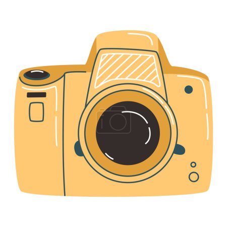 Ilustración de Amarillo dispositivo de cámara Vintage en un lindo estilo plano - Imagen libre de derechos