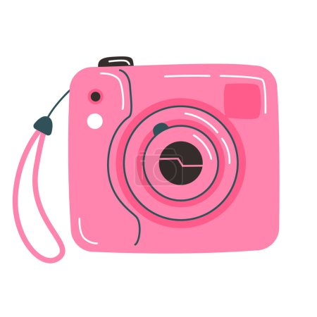Ilustración de Rosa dispositivo de cámara Vintage en un lindo estilo plano - Imagen libre de derechos