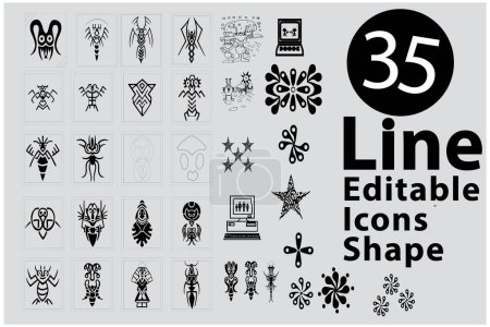 Photo for 35 Line Editable Icons shape - Royalty Free Image