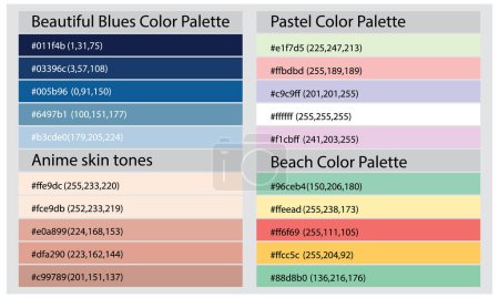 Téléchargez les illustrations : Color PalettesA color palette is a set of colors used in a design or visual project. These colors are carefully chosen to create a cohesive and visually appealing design. - en licence libre de droit