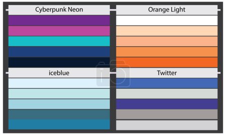 Téléchargez les illustrations : Color PalettesA color palette is a set of colors used in a design or visual project. These colors are carefully chosen to create a cohesive and visually appealing design. - en licence libre de droit