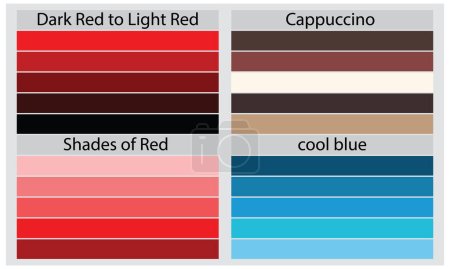 Illustration for Color PalettesA color palette is a set of colors used in a design or visual project. These colors are carefully chosen to create a cohesive and visually appealing design. - Royalty Free Image