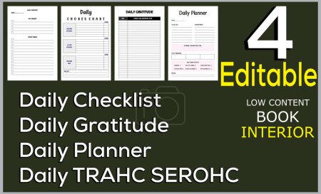 Illustration for Daily ChecklistDaily TRAHC SEROHCDaily GratitudeDaily Planner - Royalty Free Image