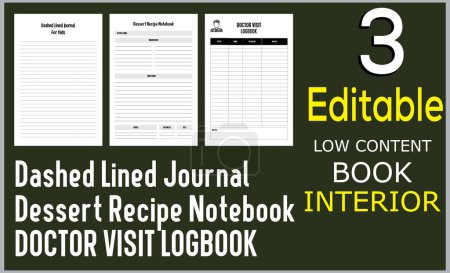 Ilustración de Dashed Lined JournalDessert Recipe NotebookDOCTOR VISIT LOGBOOK - Imagen libre de derechos