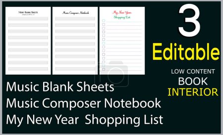 Illustration for Music Blank SheetsMusic Composer NotebookMy New Year  Shopping List - Royalty Free Image