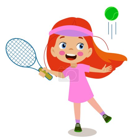 Illustration for Cute happy boy playing tennis - Royalty Free Image