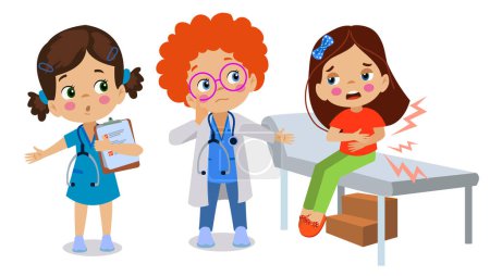 Illustration for Doctor and nurse examining child patient - Royalty Free Image