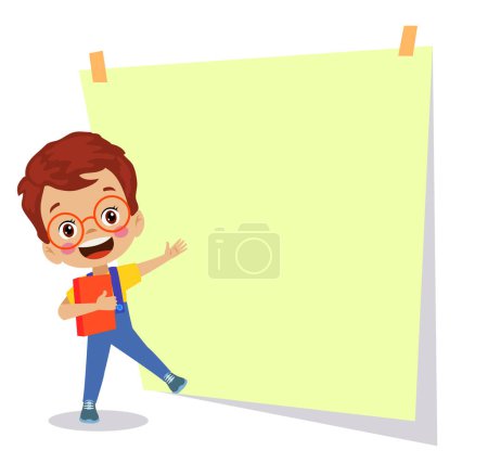 Illustration for Your text here cute boy holding note paper - Royalty Free Image