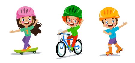 Illustration for Happy kids making various sport - Royalty Free Image