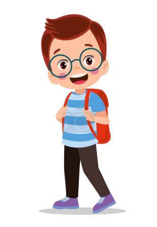 Illustration for Student walking to school with school bag - Royalty Free Image