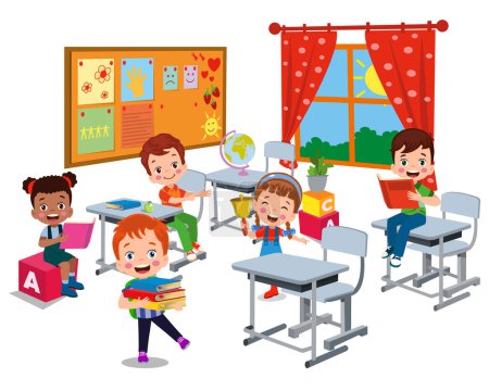 Illustration for Cute students in class at school - Royalty Free Image
