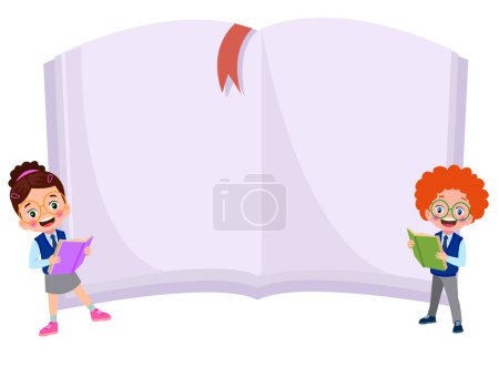 Ilustración de Lindo niño leyendo un libro - Imagen libre de derechos