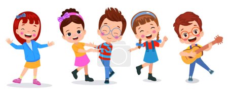 Ilustración de Un grupo de niños bailando y riendo. - Imagen libre de derechos