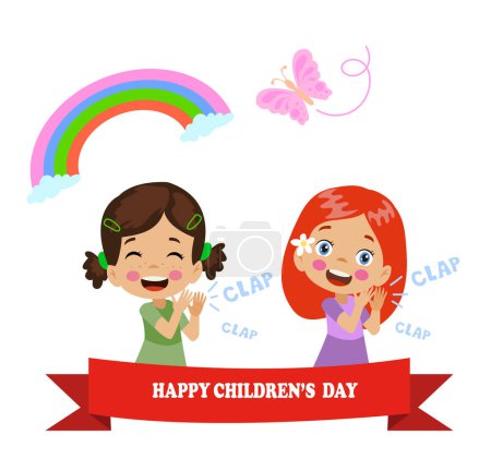Ilustración de Un cartel para el día de los niños con las palabras feliz día de los niños - Imagen libre de derechos