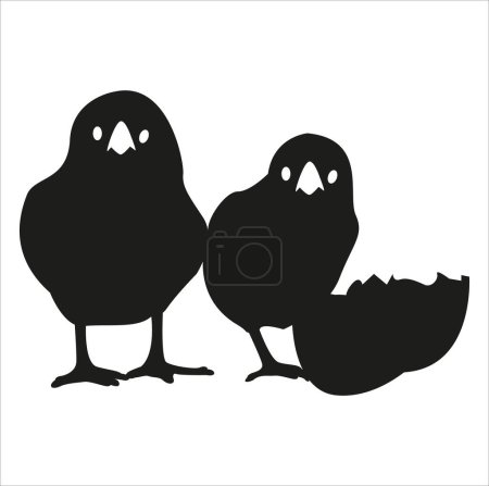 Ilustración de Silueta de polluelo blanco y negro - Imagen libre de derechos