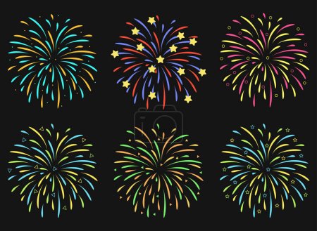 Illustration for Set of colorful firework icons - Royalty Free Image