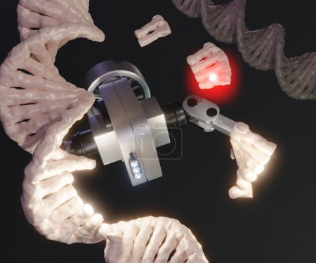 Téléchargez les photos : Machine de réparation d'ADN. ingénierie nanorobotique, rendu 3d - en image libre de droit