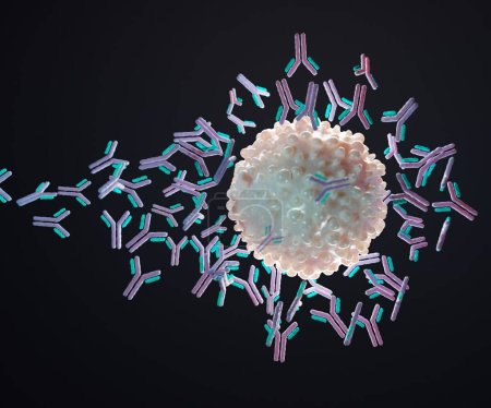 Téléchargez les photos : Un antigène est une molécule qui initie la production d'un anticorps et provoque une réponse immunitaire 3d rendu - en image libre de droit