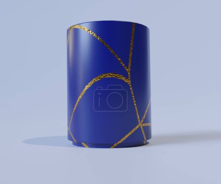 Ceramic glass traditiona forl tea. Kintsugi is the Japanese art of repairing broken pottery by mending the areas of breakage with lacquer dusted or mixed with powdered gold