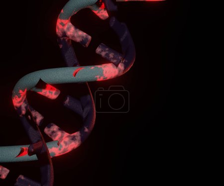 Foto de Quemar estructura hélice ADN hebra 3d renderizado - Imagen libre de derechos