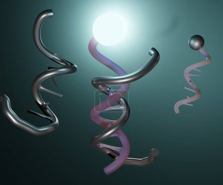 Foto de Nanosensor de ADN microscopía de imágenes de fluorescencia 3D renderizado - Imagen libre de derechos