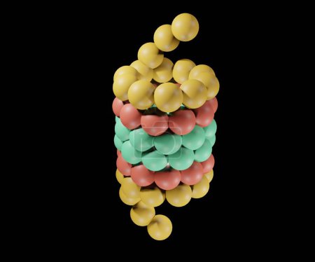 Téléchargez les photos : Protéasome est un complexe cylindrique contenant un "noyau" de quatre anneaux empilés formant un pore central rendu 3d - en image libre de droit