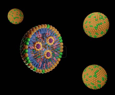 Téléchargez les photos : Isolated Lipid Nanoparticles for Organ-Specific mRNA Therapeutic Delivery without PEG 3d rendering - en image libre de droit