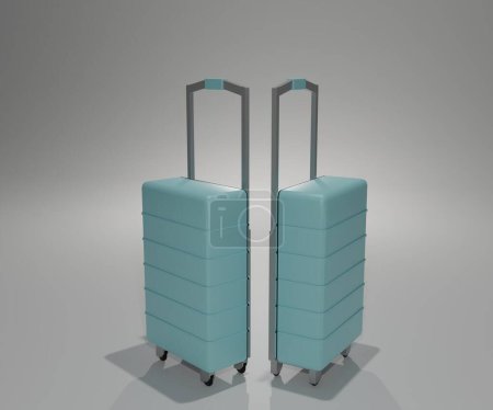 Foto de Isolated sky blue suitcase in the white background 3d rendering - Imagen libre de derechos