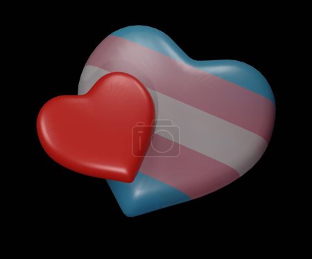 Foto de Isolated LGBT transgender flag with red heart 3d rendering - Imagen libre de derechos