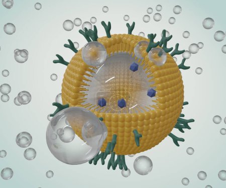 Téléchargez les photos : Phospholipid coated nanobubble for drug delivery 3d rendering - en image libre de droit
