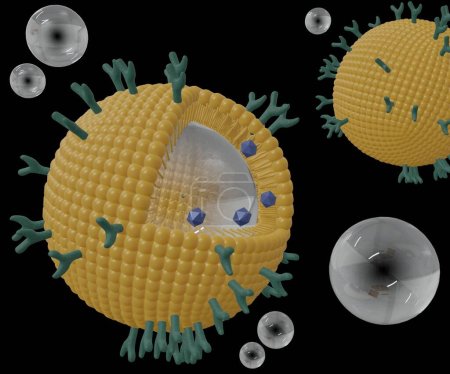 Phospholipid coated nanobubble for drug delivery 3d rendering
