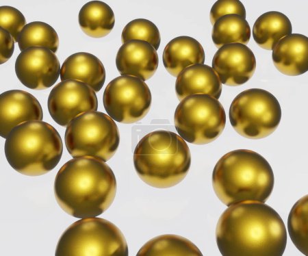 Photo for Isolated Gold nanoparticles. Golden sphere 3d rendering in the white background - Royalty Free Image