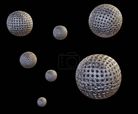Photo for Isolated carbon dots, graphene quantum dots, carbon nanodots, or polymer dots 3d rendering in the black bakground - Royalty Free Image