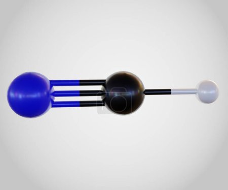 Isoliertes Zyanid-Molekül im weißen Hintergrund 3D-Rendering