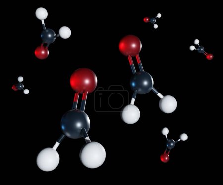 Foto de Aislado la fórmula química de la representación 3d del formaldehído - Imagen libre de derechos