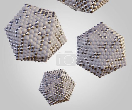 Photo for Isolated Icosphere nanoparticles in the white background 3d rendering - Royalty Free Image