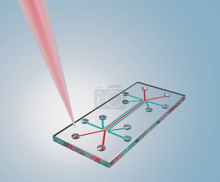 Photo for Isolated microfluidic chip is a set of micro-channels etched or molded into a glass material 3d rendered - Royalty Free Image