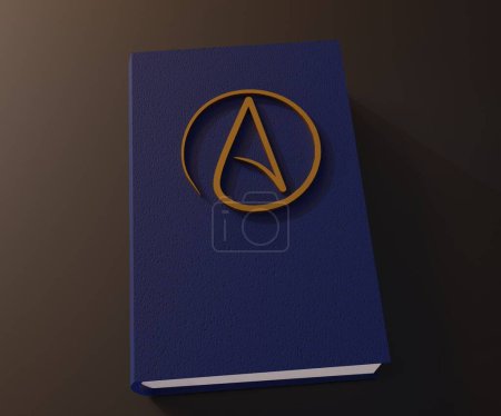 Foto de Libro ateo en el fondo negro 3d representación - Imagen libre de derechos