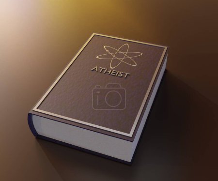 Téléchargez les photos : Livre athée en arrière-plan noir rendu 3D - en image libre de droit