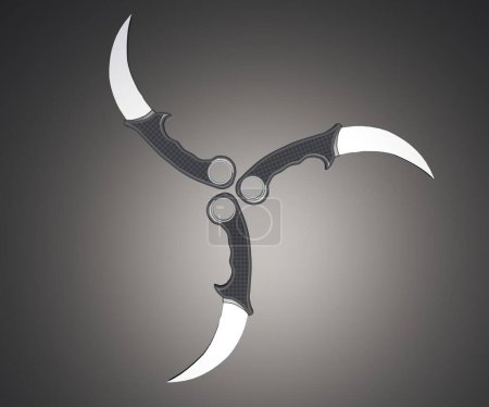 Photo for Karambits are curved, claw-like utility and fighting knives modeled after ancient Southeast Asian designs 3d rendering - Royalty Free Image
