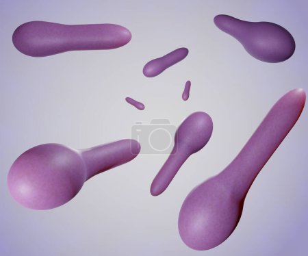 Foto de Clostridium tetani en condición de formación de esporas 3d renderizado - Imagen libre de derechos