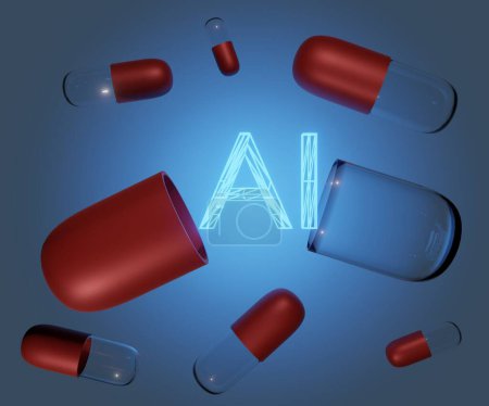 Photo for AI or Artificial intelligence is being used to develop new drugs, diagnose diseases, and provide personalized care to patients 3d rendering - Royalty Free Image