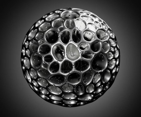 Photo for Isolated close up porous microsphere in the black background 3d rendering - Royalty Free Image
